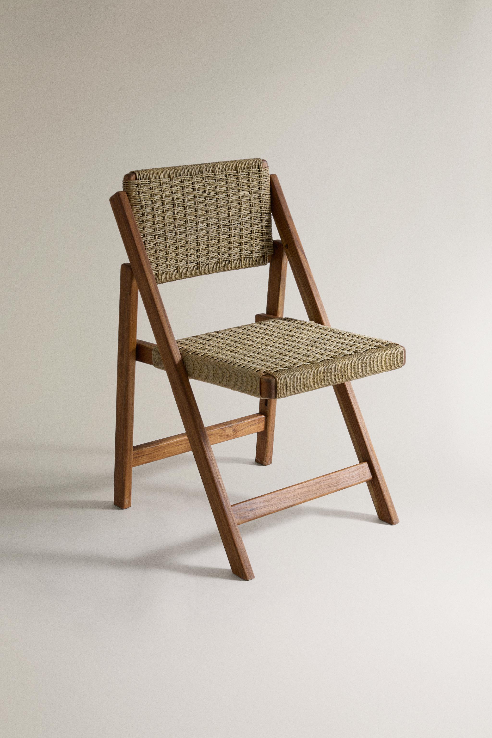 WOVEN TEAK OUTDOOR FOLDING CHAIR